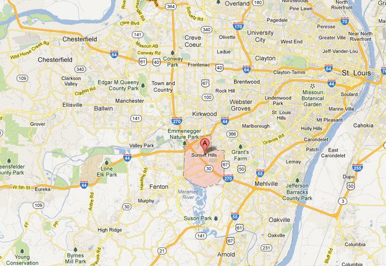Sunset Hills Mo 63127 Appliance Repair Service Map Areas